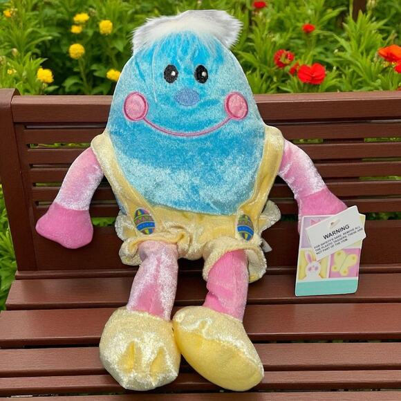 Vintage Dan Dee Plush Easter Egg Humpty Dumpty Nursery Baby Shower Gift Blue 9” - Picture 13 of 13